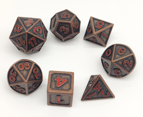 La mano grabó la pintura Mini Dice Set, dado multi del poliedro de la función