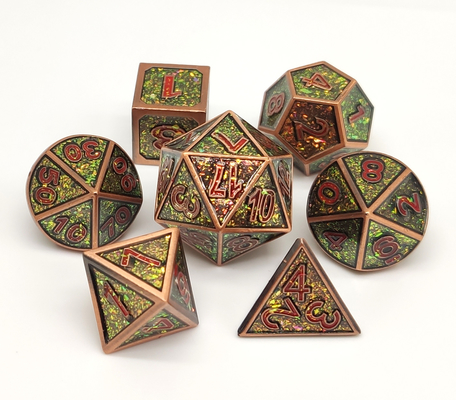 El mini dado del RPG del metal antiusura fija al peso ligero superficial plateado oro