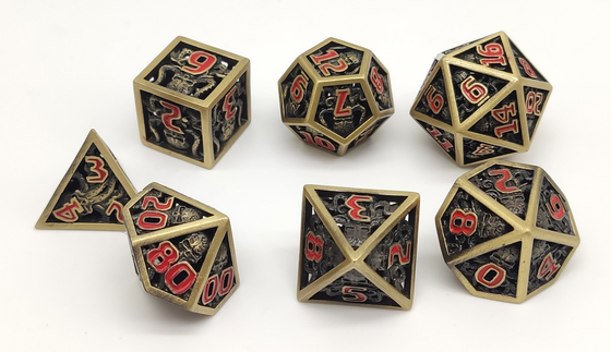 Juego de piezas antiusura inodoro de colada 7 de los dados polihédricos del metal de la mano