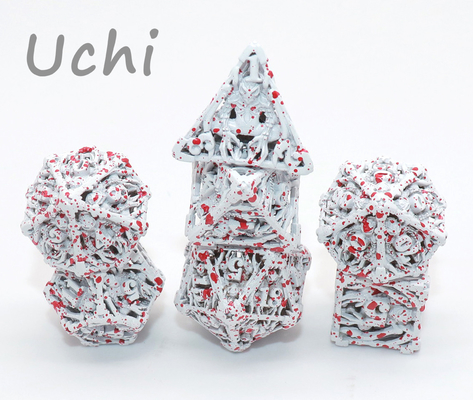 Metal blanco Mini Polyhedral Dice Hand Pouring para la colección