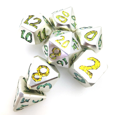 Juego de dados RPG RPG con superficie chapada en oro para verter a mano, 7 piezas poliédricas