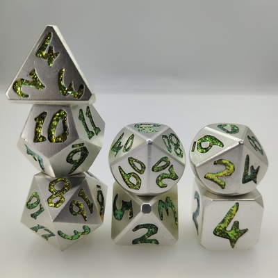 Juego de dados RPG RPG con superficie chapada en oro para verter a mano, 7 piezas poliédricas