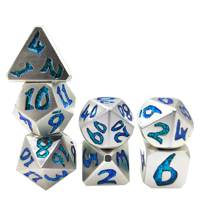 Friendly Dice Set Multiusos Tallado Metal Poliédrico RPG Dados D6 D8 D10
