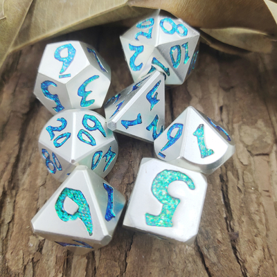 Friendly Dice Set Multiusos Tallado Metal Poliédrico RPG Dados D6 D8 D10