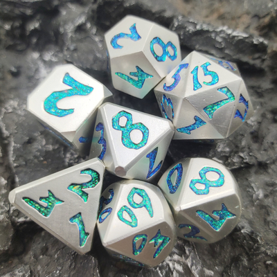 Friendly Dice Set Multiusos Tallado Metal Poliédrico RPG Dados D6 D8 D10