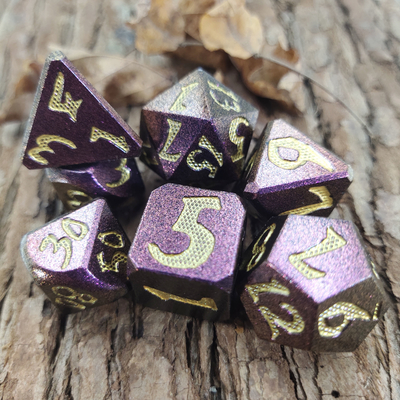 Juego de mesa Juego de dados RPG Mano 7 piezas Peso ligero Sharp Metal Polyhedral Black