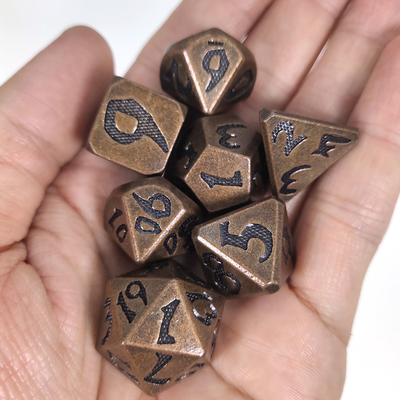 Magic the Gather Metal Pulido Custom Metal Polyhedral Dice Cobre