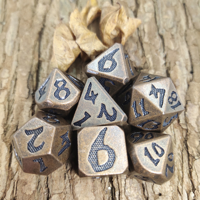 Magic the Gather Metal Pulido Custom Metal Polyhedral Dice Cobre