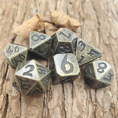 Los mini dados del RPG de los dados DND del RPG fijaron el artículo para las mazmorras y los dragones Aurichalceous polihédrico
