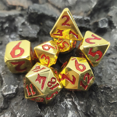 Sistema polihédrico de lujo de los dados de D4, D6, D8, D10, D12, D20 y el D% para los juegos de tarjeta del RPG
