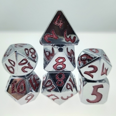 los dados multi ligeros inodoros rojos de los dados del poliedro de la función de la astilla fijaron el tamaño robusto el 12cm de 7 PC para el juego del RPG
