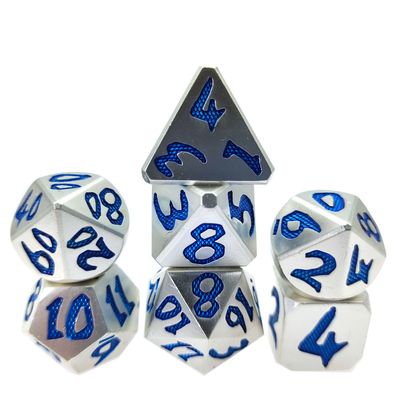 Resplandor en la oscuridad dados tallados a mano pulido manual poliédrico juegos de dados plata azul