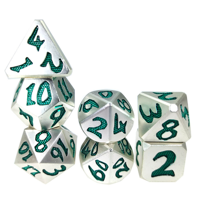 Edge Rpg Dice Rpg Dice Dados poliédricos inodoros Ligero Sharp Green Silver Metal
