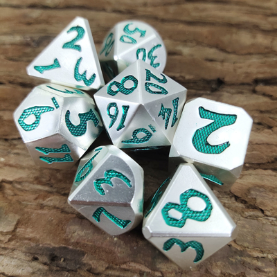 Edge Rpg Dice Rpg Dice Dados poliédricos inodoros Ligero Sharp Green Silver Metal