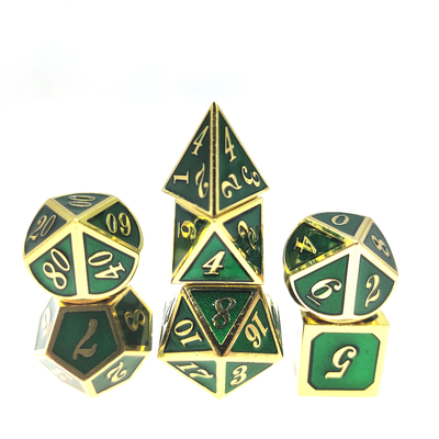 Juego de dados GST RPG, portátil, resistente, miniligero, para colección, poliédrico, dorado, verde