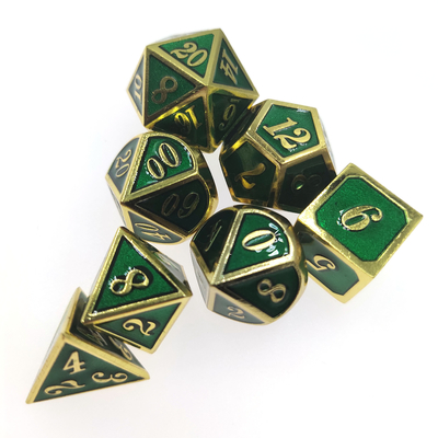 Juego de dados GST RPG, portátil, resistente, miniligero, para colección, poliédrico, dorado, verde