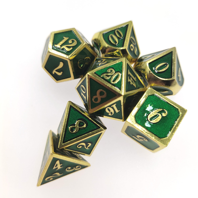 Juego de dados GST RPG, portátil, resistente, miniligero, para colección, poliédrico, dorado, verde