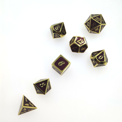 Mini juego de dados verdes dorados hechos a mano para mesa, caja de regalo poliédrica, acabado liso