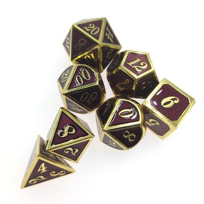 Mini juego de dados verdes dorados hechos a mano para mesa, caja de regalo poliédrica, acabado liso