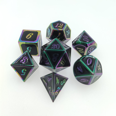 Robusto juego de dados portátiles antidesgaste para mazmorras y dragones poliédricos chapados en oro