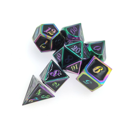 Robusto juego de dados portátiles antidesgaste para mazmorras y dragones poliédricos chapados en oro
