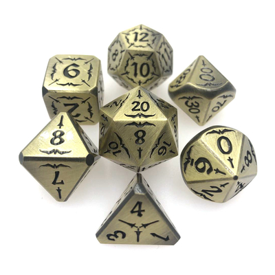 Juego de dados de metal D4 de colección negra tallada a mano Durable poliédrico