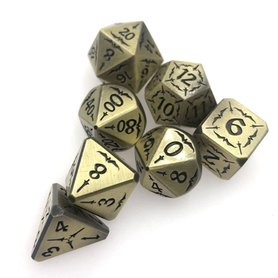 Juego de dados de metal D4 de colección negra tallada a mano Durable poliédrico