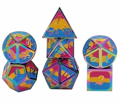 16mm RPG de dados de metal suave Personalizado DND Logotipo juego de arco iris