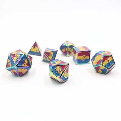 16mm RPG de dados de metal suave Personalizado DND Logotipo juego de arco iris