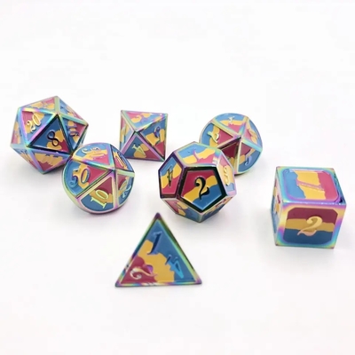 16mm RPG de dados de metal suave Personalizado DND Logotipo juego de arco iris