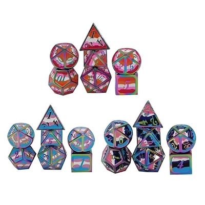 16mm RPG de dados de metal suave Personalizado DND Logotipo juego de arco iris