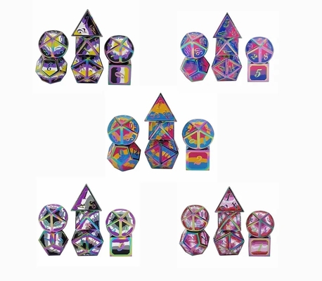 16mm RPG de dados de metal suave Personalizado DND Logotipo juego de arco iris