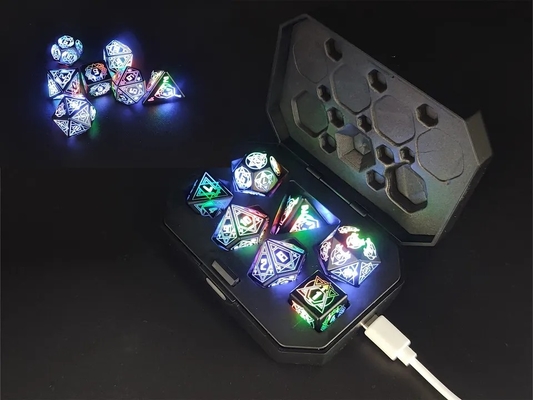 Enciende DND dados recargables con caja de carga 7 PCS LED dados electrónicos para la mesa