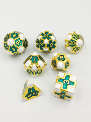 Barroco 7 piezas de dados de juego poliédrico conjunto de metal de filo afilado para RPG