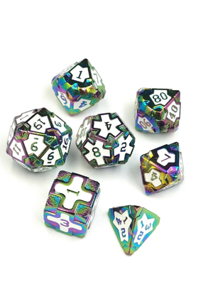Barroco 7 piezas de dados de juego poliédrico conjunto de metal de filo afilado para RPG