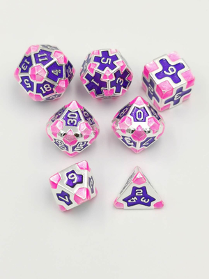 Barroco 7 piezas de dados de juego poliédrico conjunto de metal de filo afilado para RPG