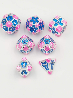 Barroco 7 piezas de dados de juego poliédrico conjunto de metal de filo afilado para RPG