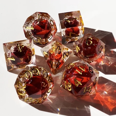 Juego de RPG Blood Dice Set Rojo Líquido Core Dice Resina Dragón Y Dungeon