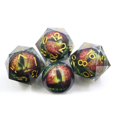 Resina hecha a mano Resina de arena movida Bolas de dados pulidas Conjunto de 7 accesorios de juego de roles Tabla grande