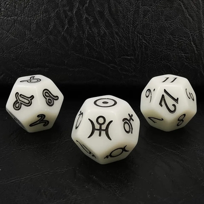 Bescon 3 piezas juego de dados astrológicos constelación D12 dados 3 colores piedra mágica
