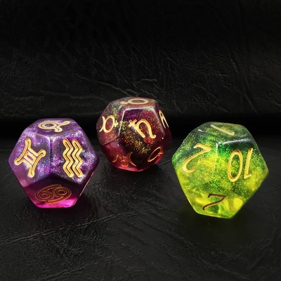 Bescon 3 piezas juego de dados astrológicos constelación D12 dados 3 colores piedra mágica