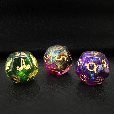 Bescon 3 piezas juego de dados astrológicos constelación D12 dados 3 colores piedra mágica