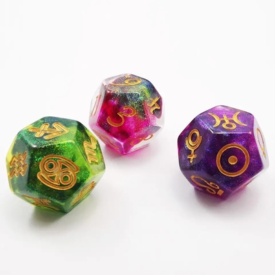 Bescon 3 piezas juego de dados astrológicos constelación D12 dados 3 colores piedra mágica