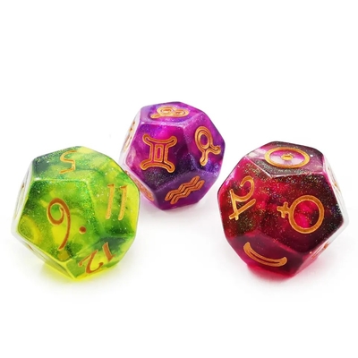 Bescon 3 piezas juego de dados astrológicos constelación D12 dados 3 colores piedra mágica