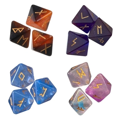D8 Runas vikingas Dados poliédricos de labradorita Futhark / Dados de adivinación para mirar el cristal