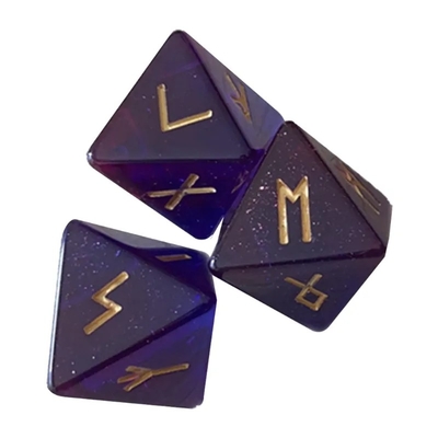 D8 Runas vikingas Dados poliédricos de labradorita Futhark / Dados de adivinación para mirar el cristal