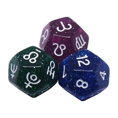 3pcs/ Set Resina Diza poliédrica multicolor de 16 mm Constellación de número de signo del destino