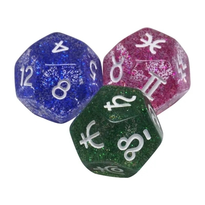 3pcs/ Set Resina Diza poliédrica multicolor de 16 mm Constellación de número de signo del destino
