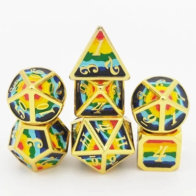 16mm RPG de dados de metal suave Personalizado DND Logotipo juego de arco iris