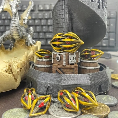 Impresión en 3D Cthulhu Cuadro de dados metálicos huecos de 7 piezas Dragon And Dungeon DND RPG